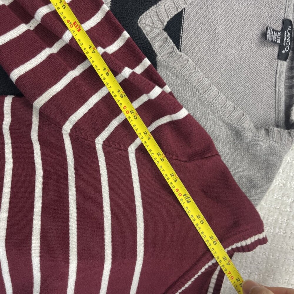 Lot x2 Bulk Striped Pullover Sweater Knit Red  / Grey Women Sz XL Preppy Cozy - Picture 10 of 16